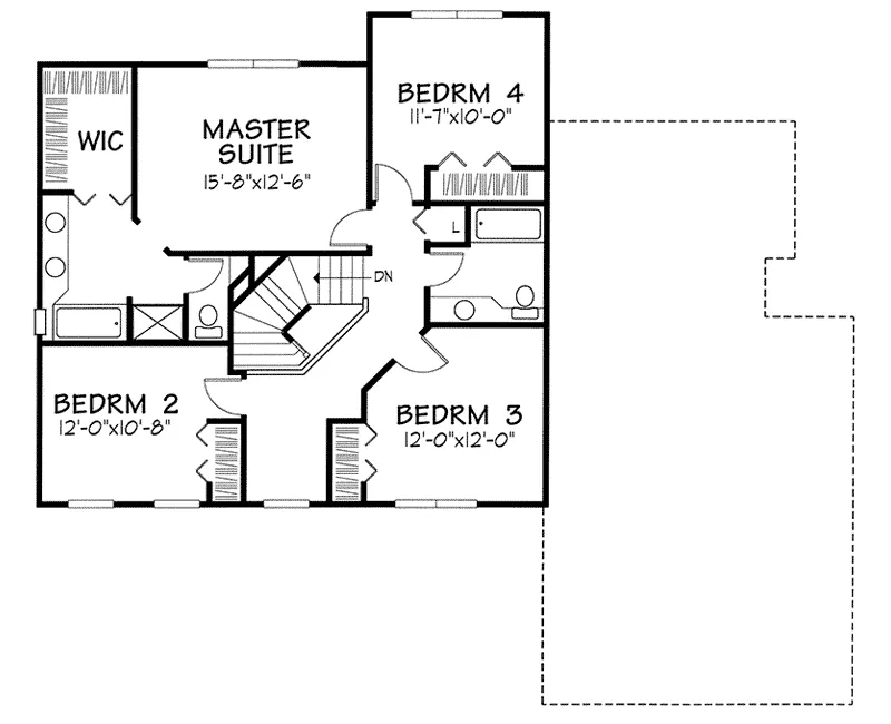Southern House Plan Second Floor - Lantsberger Colonial Home 072D-0107 - Shop House Plans and More