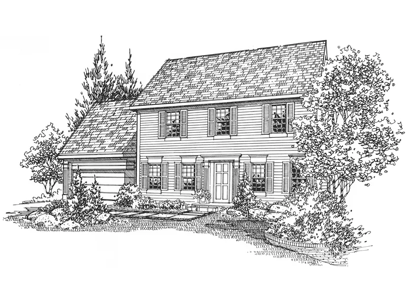 Colonial House Plan Front of Home - Callan Early American Home 072D-0117 - Search House Plans and More