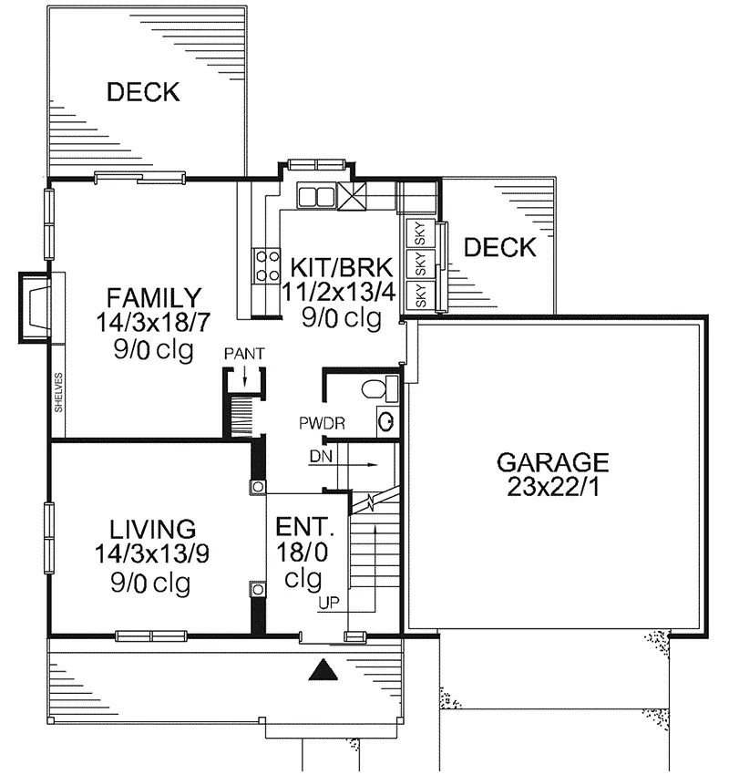 Colonial House Plan First Floor - Clearys Spring Craftsman Home 072D-0134 - Search House Plans and More