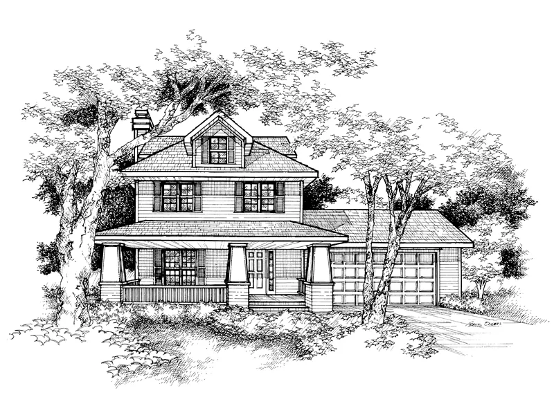 Colonial House Plan Front of Home - Clearys Spring Craftsman Home 072D-0134 - Search House Plans and More