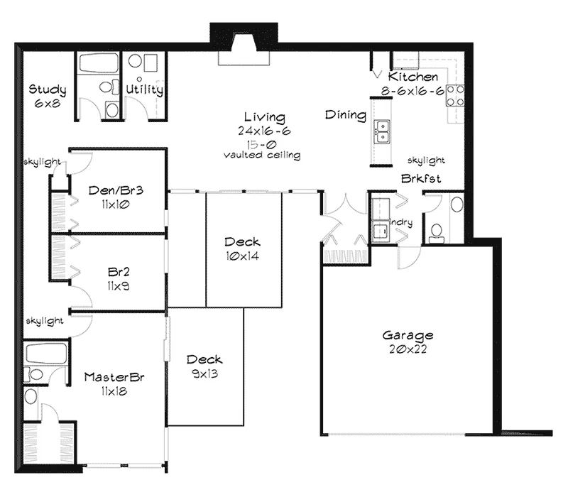 Ranch House Plan First Floor - Grand Glen Modern Home 072D-0188 - Search House Plans and More