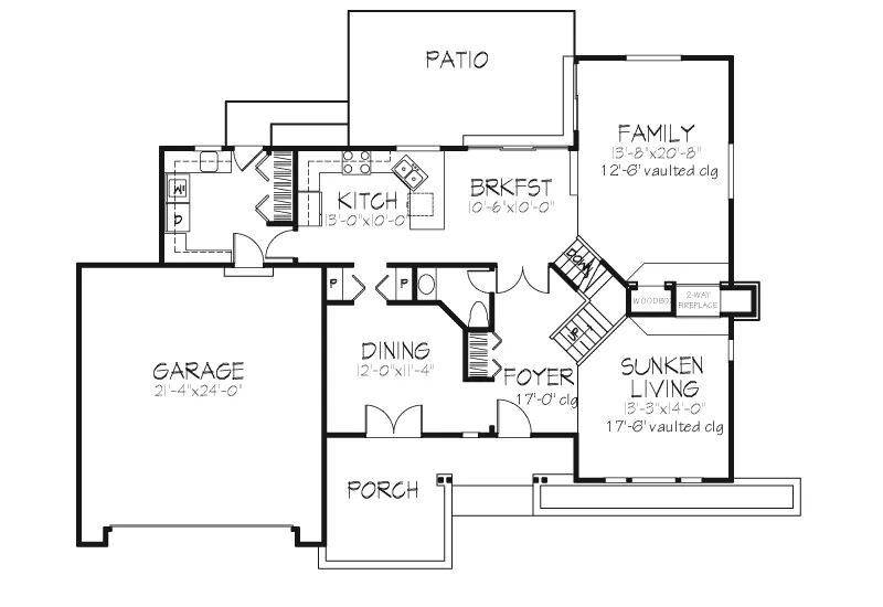 Modern House Plan First Floor - Lakewood Country Home 072D-0243 - Shop House Plans and More