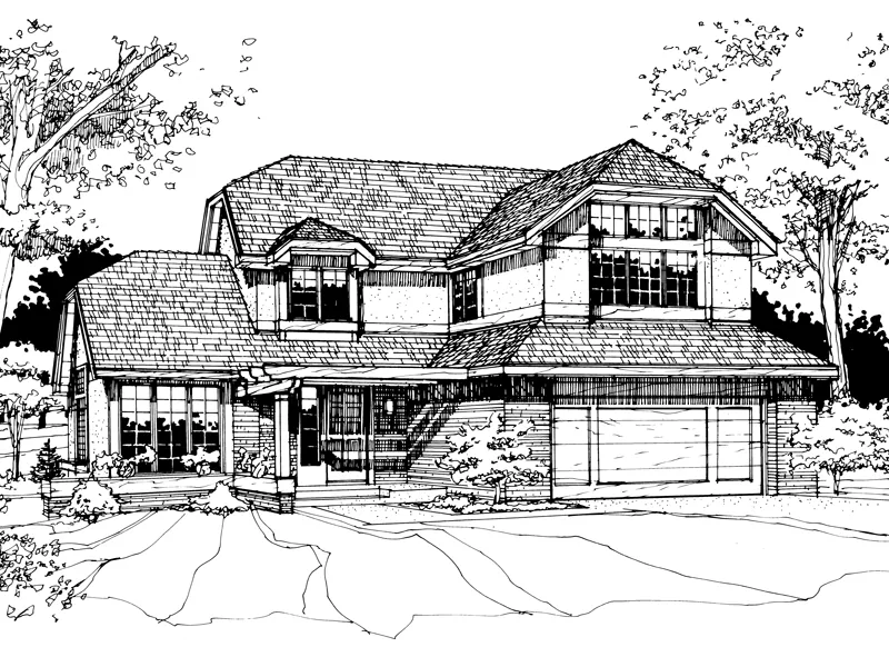 Modern House Plan Front of Home - Grandview Place Tudor Home 072D-0256 - Search House Plans and More