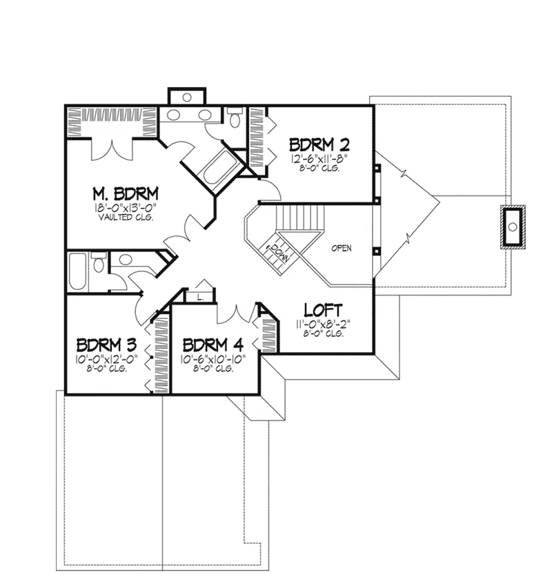 Southern House Plan Second Floor - Bluebonnett Traditional Home 072D-0269 - Search House Plans and More
