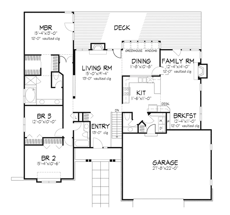 Southern House Plan First Floor - Sugar Ridge Ranch Home 072D-0279 - Shop House Plans and More