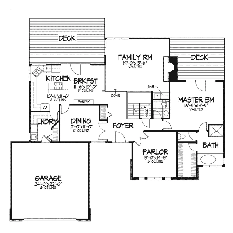 Traditional House Plan First Floor - Wellston Tudor Style Home 072D-0292 - Shop House Plans and More