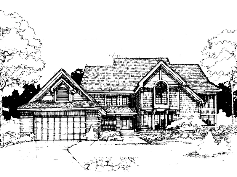 Traditional House Plan Front of Home - Wellston Tudor Style Home 072D-0292 - Shop House Plans and More
