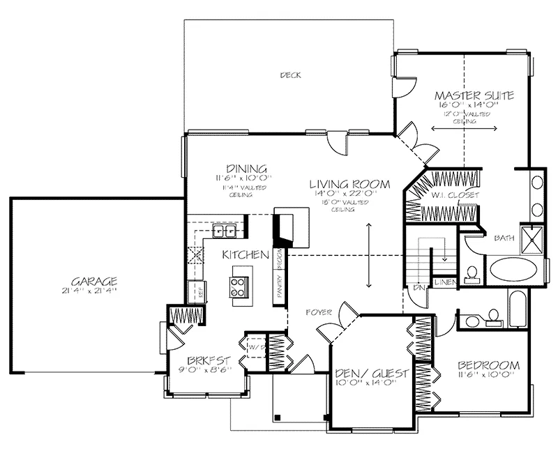 Traditional House Plan First Floor - Grenoble Point Ranch Home 072D-0302 - Search House Plans and More