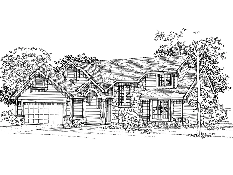 Traditional House Plan Front of Home - Grove Hill Rustic Home 072D-0333 - Search House Plans and More