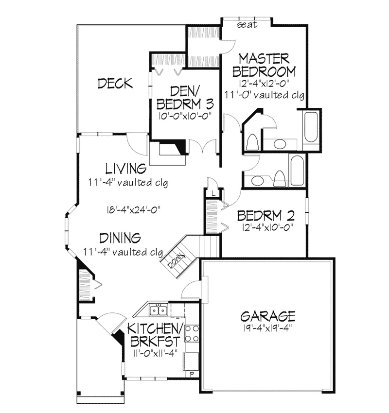 Southern House Plan First Floor - Amesbury Place Ranch Home 072D-0339 - Search House Plans and More