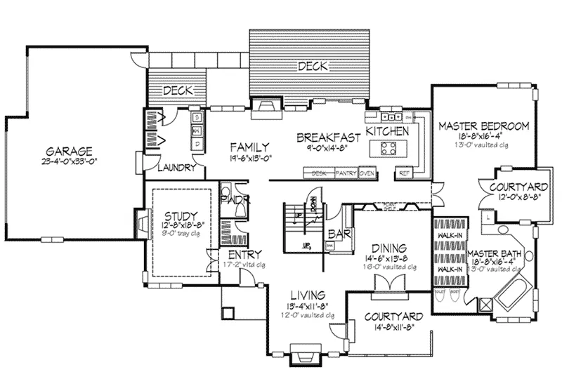 Contemporary House Plan First Floor - Cole Spring Luxury Home 072D-0345 - Search House Plans and More