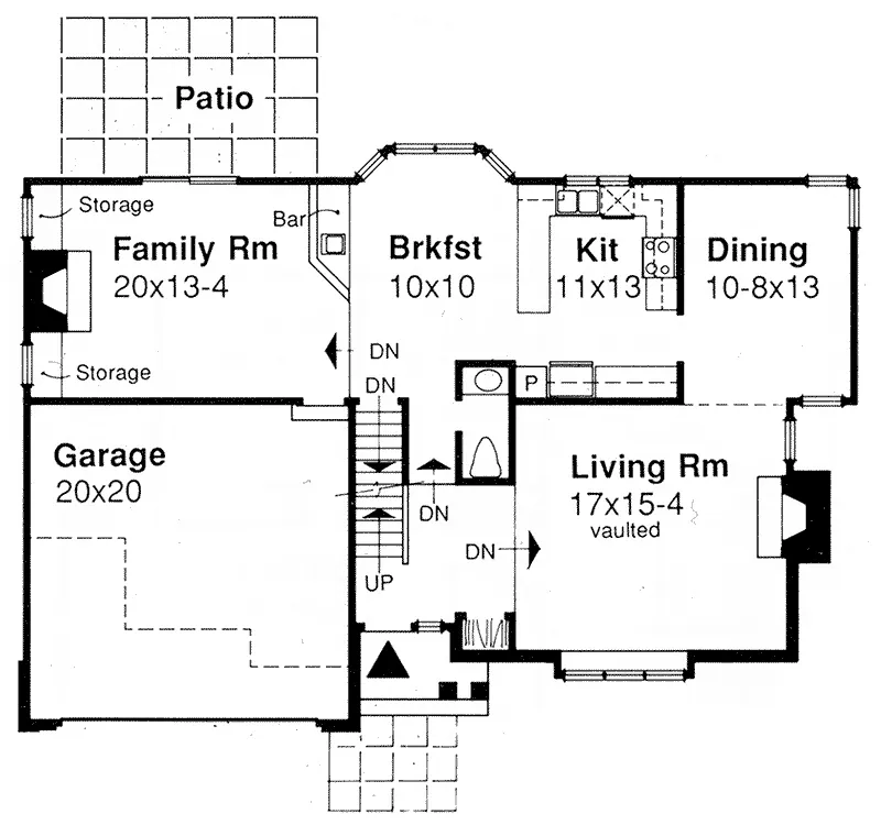 Contemporary House Plan First Floor - Burlewood Modern Bungalow Home 072D-0369 - Search House Plans and More