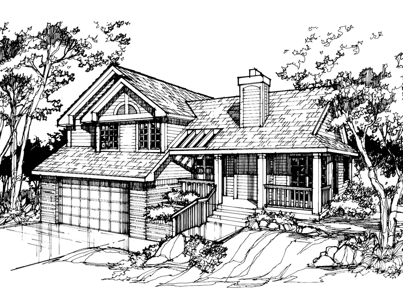 Lowcountry House Plan Front of Home - Luxembourg Split-Level Home 072D-0383 - Shop House Plans and More