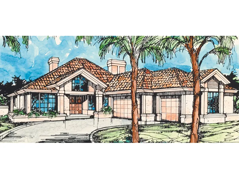 Santa Fe House Plan Front of Home - Catarina Southwestern Home 072D-0389 - Search House Plans and More