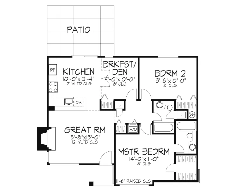 Country House Plan First Floor - Cedric Country Ranch Home 072D-0401 - Search House Plans and More