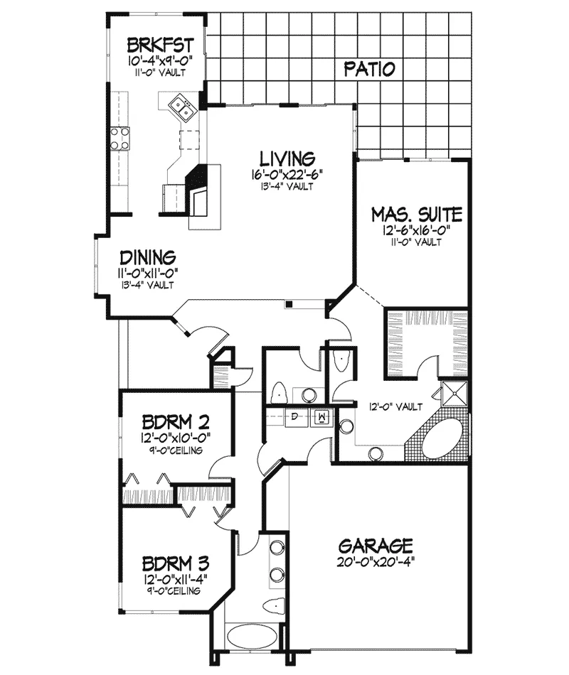 Country House Plan First Floor - Emilia Park Country Ranch Home 072D-0420 - Search House Plans and More