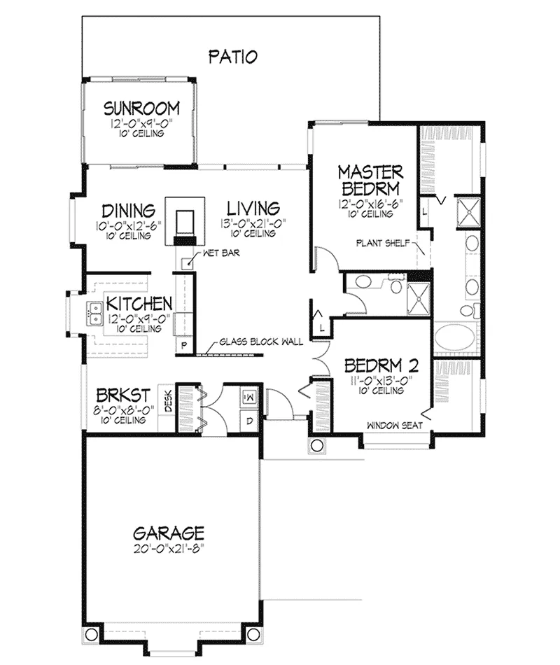 Country House Plan First Floor - Idamor Modern Ranch Home 072D-0437 - Search House Plans and More