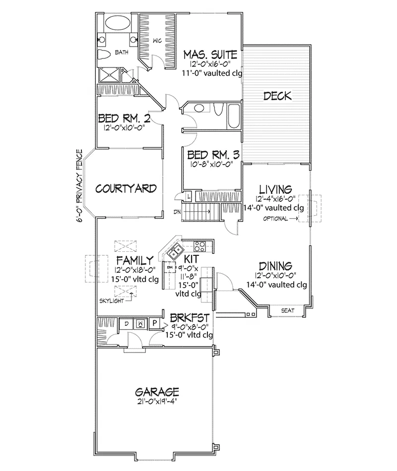 Southern House Plan First Floor - Ballard Rustic Ranch Home 072D-0441 - Search House Plans and More