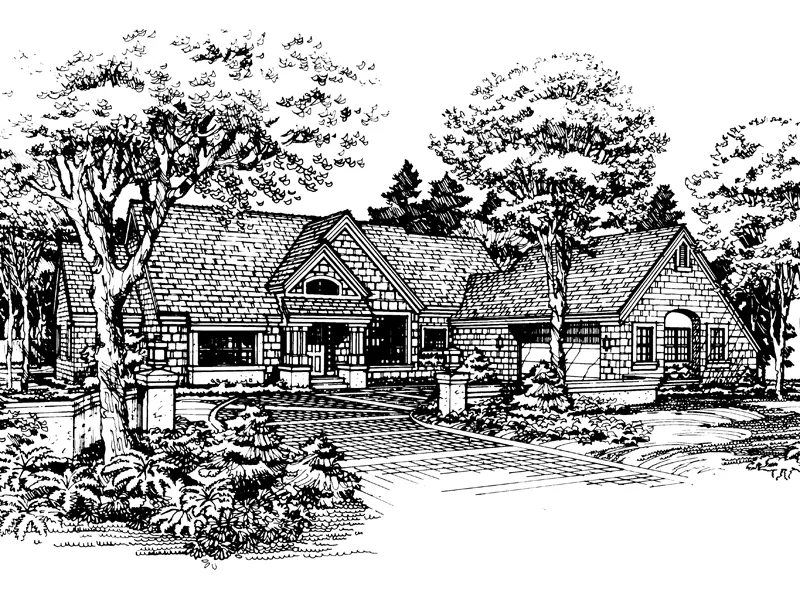 Arts & Crafts House Plan Front of Home - Williams Cove Shingle Home 072D-0447 - Shop House Plans and More