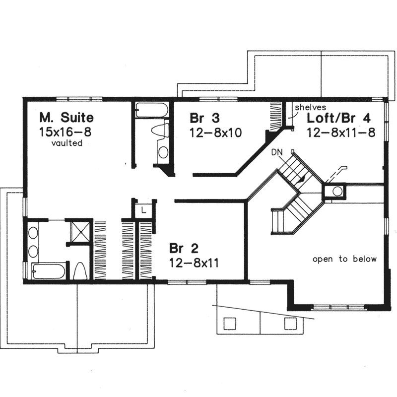 Traditional House Plan Second Floor - Sycamore Hill Colonial Home 072D-0476 - Shop House Plans and More