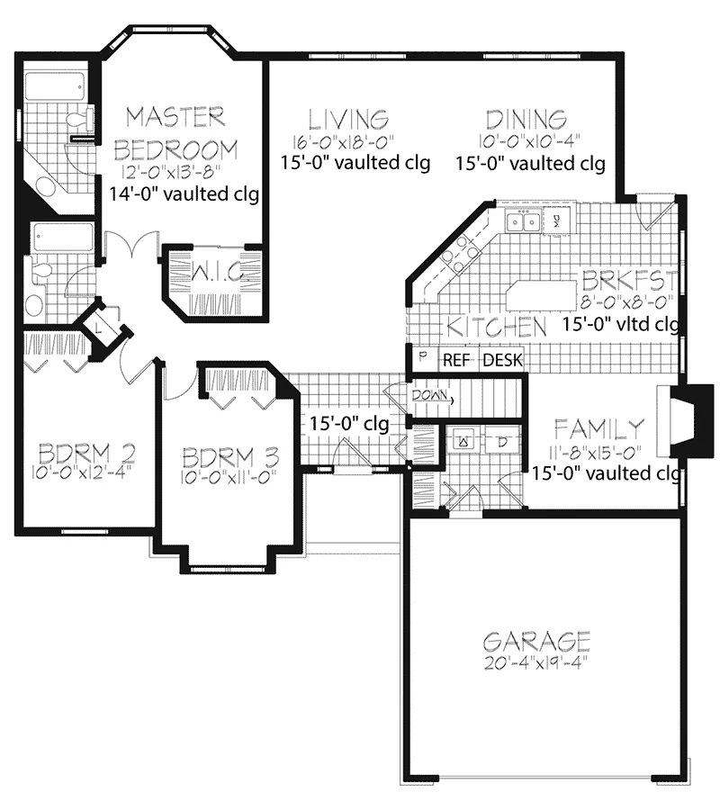 Traditional House Plan First Floor - Burly Ridge Ranch Home 072D-0487 - Search House Plans and More