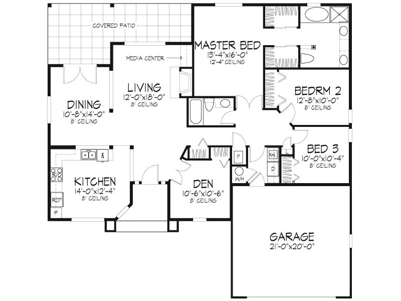 Southwestern House Plan First Floor - Aurelia Hill Southwestern Home 072D-0498 - Search House Plans and More