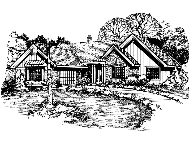Ranch House Plan Front of Home - Dakota Rustic Home 072D-0514 - Search House Plans and More