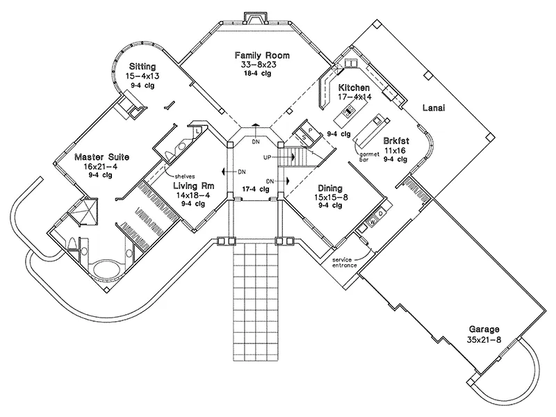 Florida House Plan First Floor - Kalvin Luxury Home 072D-0526 - Search House Plans and More
