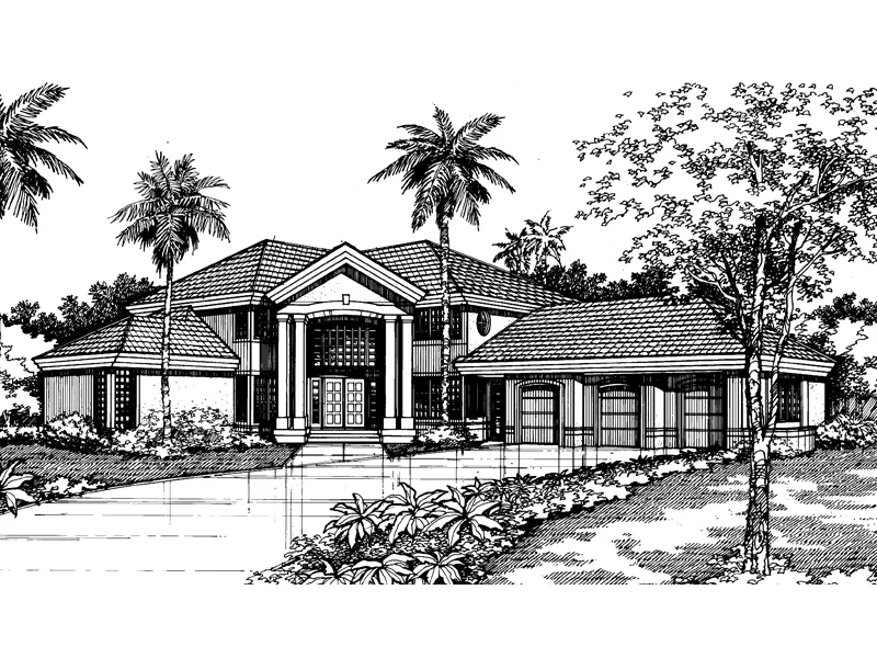 Florida House Plan Front of Home - Kalvin Luxury Home 072D-0526 - Search House Plans and More