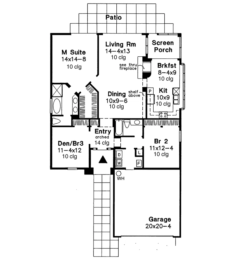 Traditional House Plan First Floor - Bellflower Sunbelt Home 072D-0527 - Search House Plans and More