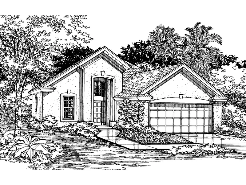 Traditional House Plan Front of Home - Bellflower Sunbelt Home 072D-0527 - Search House Plans and More