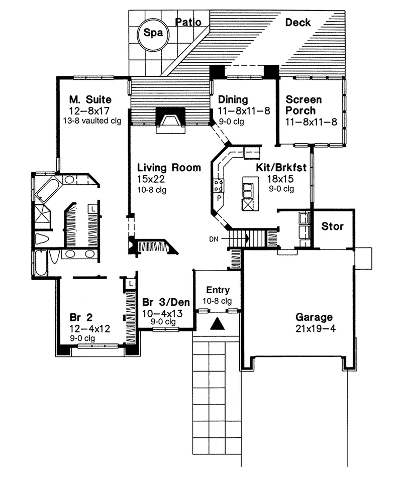 Contemporary House Plan First Floor - Gainesville Ranch Home 072D-0531 - Search House Plans and More
