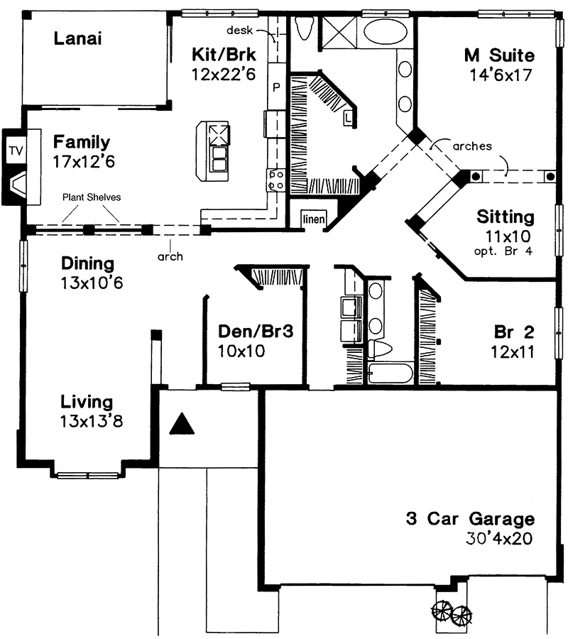 Traditional House Plan First Floor - Lockhaven Ranch Home 072D-0578 - Shop House Plans and More