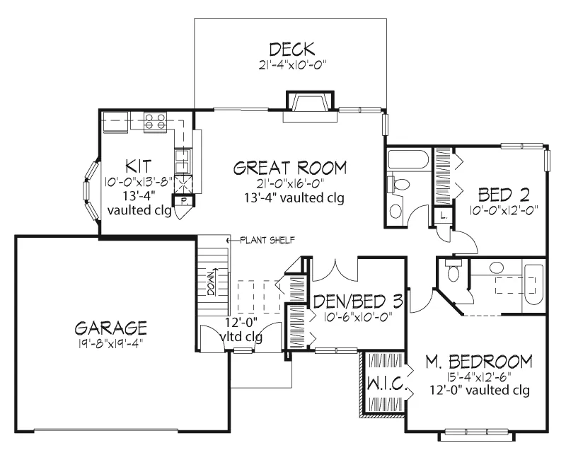 Ranch House Plan First Floor - Kelvin Ranch Home 072D-0596 - Search House Plans and More