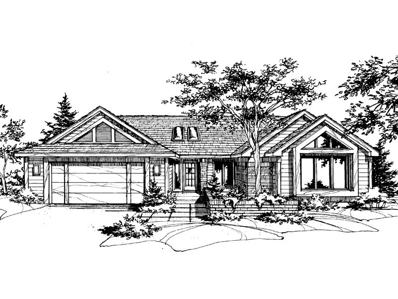 Ranch House Plan Front of Home - Kelvin Ranch Home 072D-0596 - Search House Plans and More
