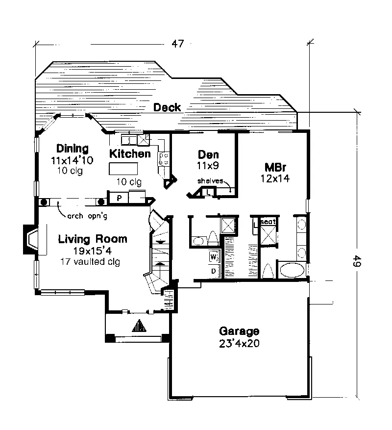 Modern House Plan First Floor - Apple Creek Country Home 072D-0652 - Search House Plans and More