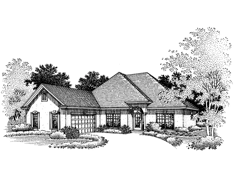 European House Plan Front of Home - Emory Place Sunbelt Home 072D-0672 - Search House Plans and More