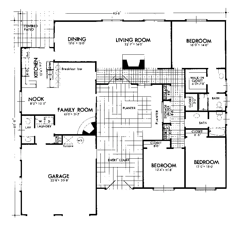 Sunbelt House Plan First Floor - Humphrey Ranch Home 072D-0695 - Search House Plans and More