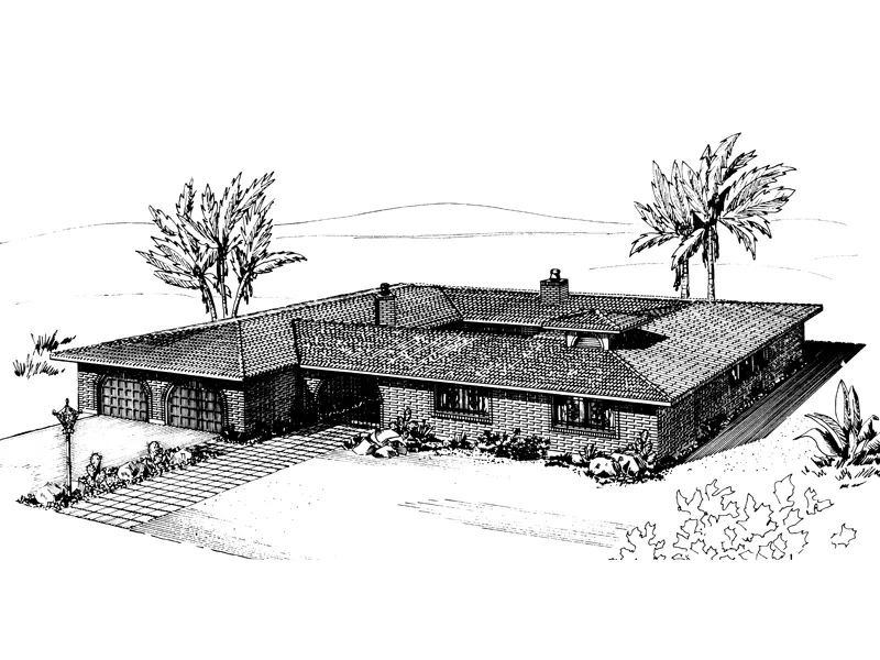 Sunbelt House Plan Front of Home - Humphrey Ranch Home 072D-0695 - Search House Plans and More