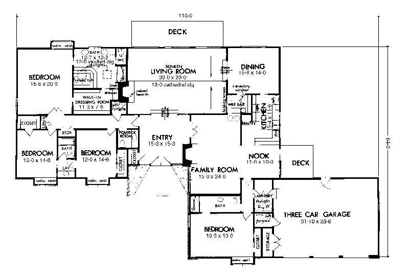 Ranch House Plan First Floor - Asiago Ranch Home 072D-0725 - Search House Plans and More