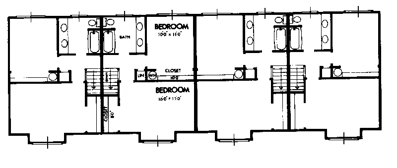 Southern House Plan Second Floor - Concordia Two-Story Fourplex 072D-0734 - Search House Plans and More