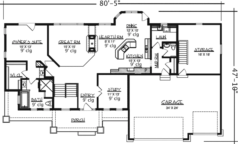 Traditional House Plan First Floor - Glenmaro Craftsman Home 072D-0789 - Search House Plans and More
