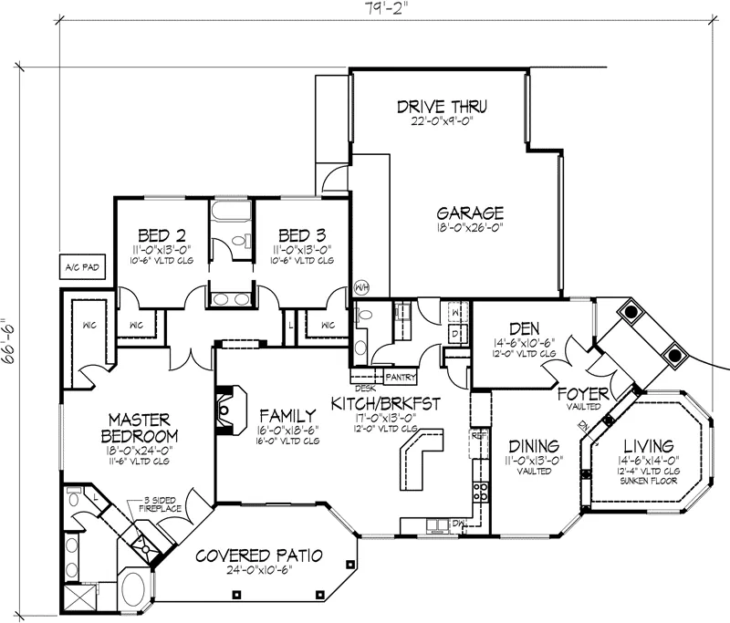 Southwestern House Plan First Floor - Marblehead Point Sunbelt Home 072D-0817 - Shop House Plans and More