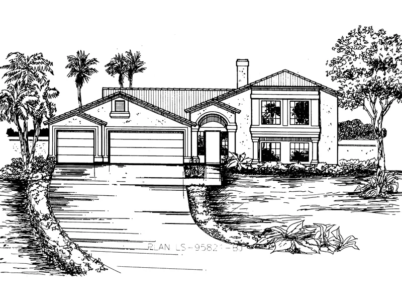 Spanish House Plan Front of Home - Mansion Hill Sunbelt Home 072D-0830 - Shop House Plans and More