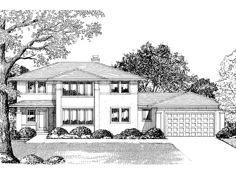 Contemporary House Plan Front of Home - Marcel Prairie Style Home 072D-0840 - Shop House Plans and More
