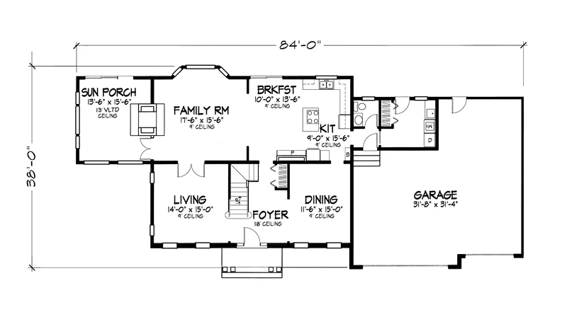 Georgian House Plan First Floor - Dellwood Manor Colonial Home 072D-0892 - Search House Plans and More