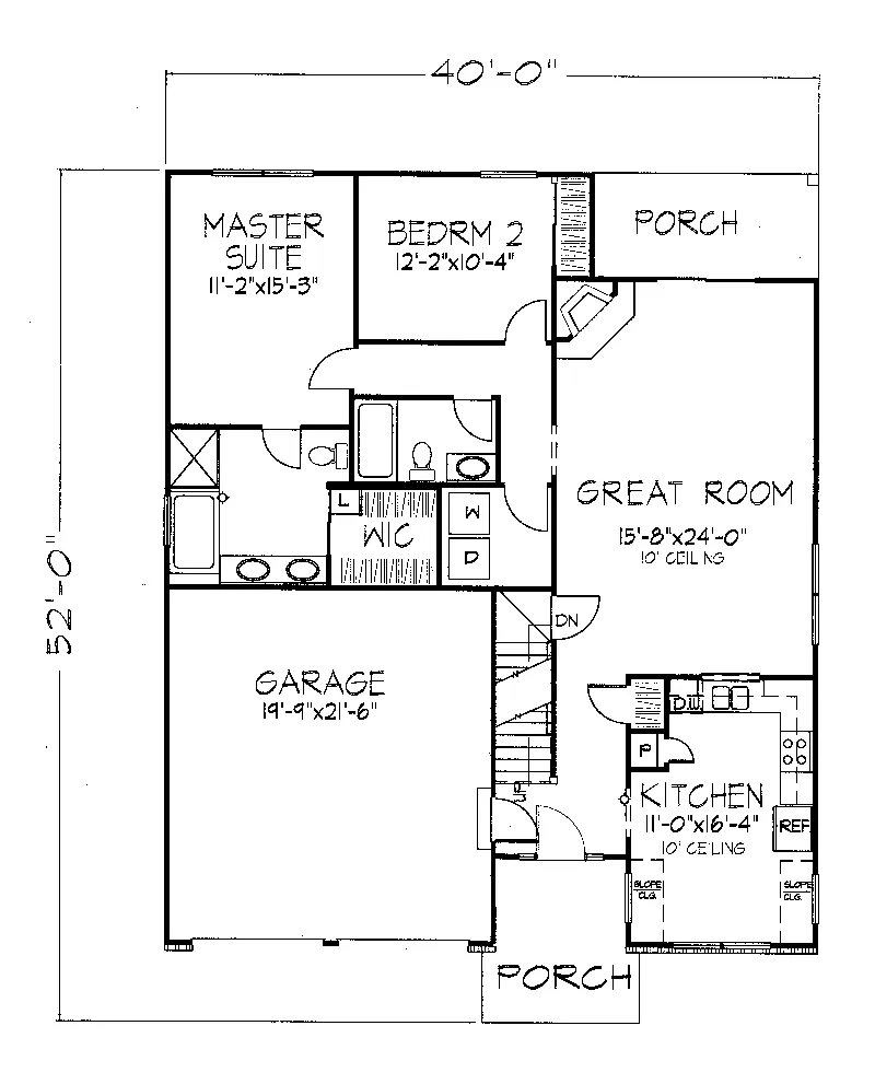 Country House Plan First Floor - Kellogg Ridge Narrow Lot Home 072D-1000 - Search House Plans and More