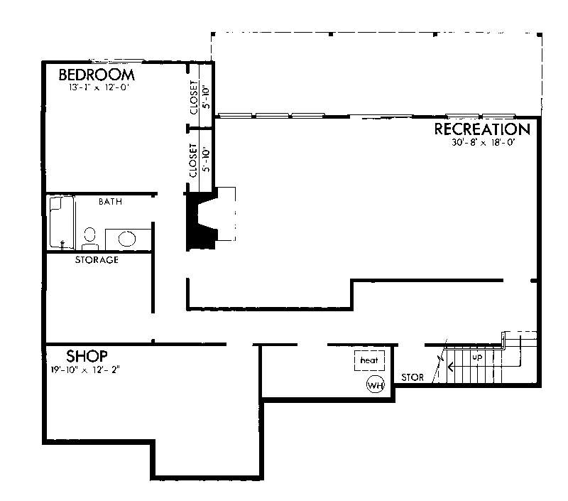 Southern House Plan Lower Level Floor - Heather Bay Rustic Mountain Home 072D-1032 - Search House Plans and More