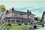 Colonial House Plan Front of Home - Deerfield Farm Country Home 072D-1034 - Search House Plans and More