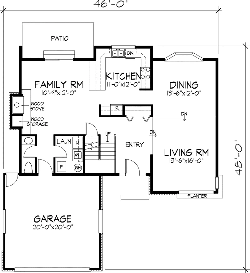 Traditional House Plan First Floor - Redwood Glen Traditional Home 072D-1056 - Shop House Plans and More